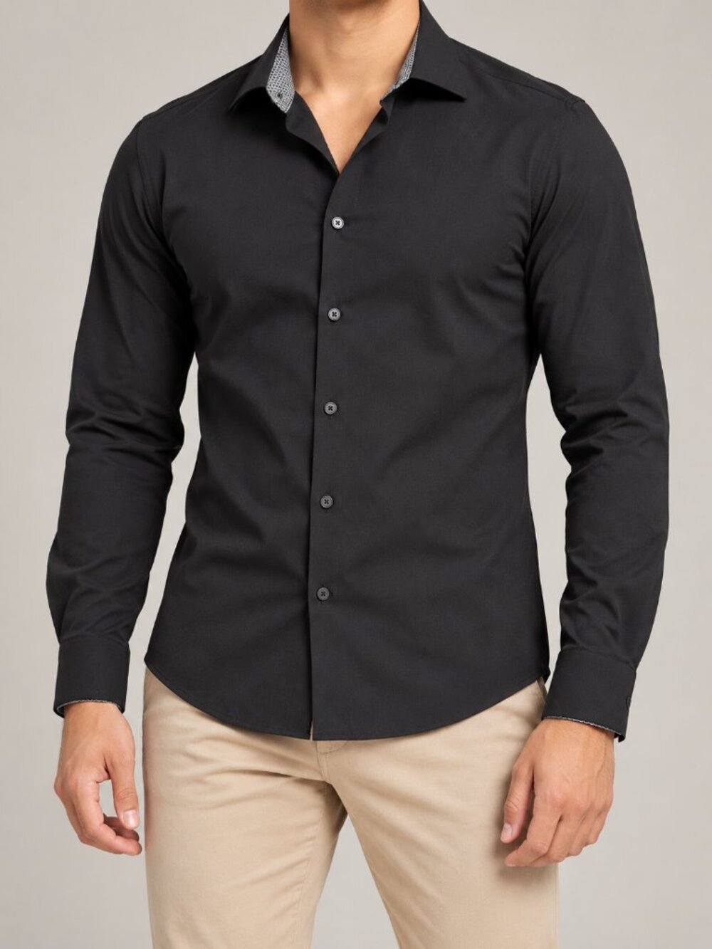 Murano Performance Black Slim Fit Stretch Button Front Shirt XS NWT